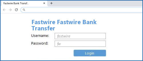 Fastwire Fastwire Bank Transfer router default login