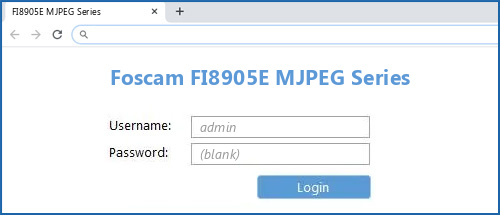 Foscam FI8905E MJPEG Series router default login