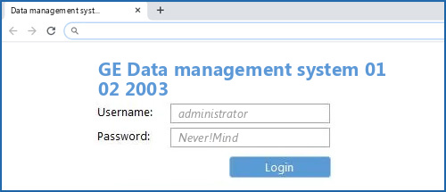 GE Data management system 01 02 2003 router default login