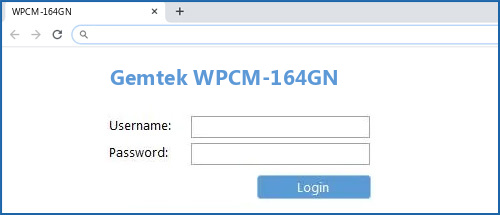 Gemtek WPCM-164GN router default login