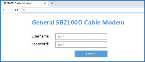 General SB2100D Cable Modem router default login