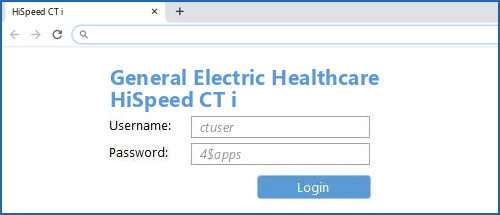 General Electric Healthcare HiSpeed CT i router default login