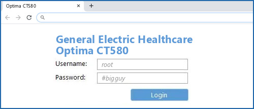 General Electric Healthcare Optima CT580 router default login