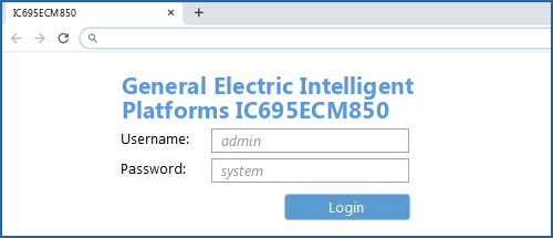 General Electric Intelligent Platforms IC695ECM850 router default login