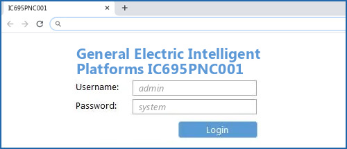 General Electric Intelligent Platforms IC695PNC001 router default login