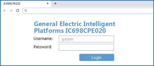 General Electric Intelligent Platforms IC698CPE020 router default login