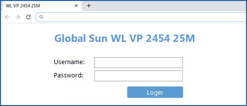 Global Sun WL VP 2454 25M router default login