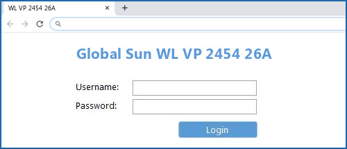 Global Sun WL VP 2454 26A router default login
