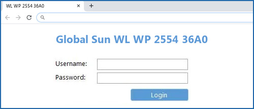 Global Sun WL WP 2554 36A0 router default login