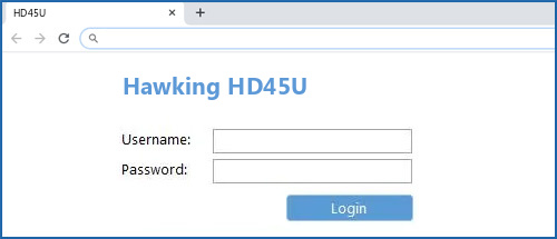 Hawking HD45U router default login