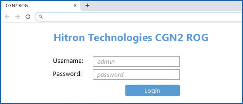 Hitron Technologies CGN2 ROG router default login