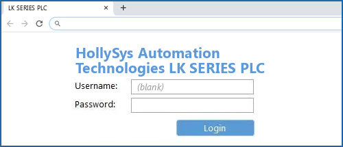 HollySys Automation Technologies LK SERIES PLC router default login