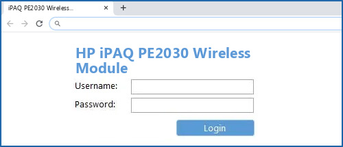 HP iPAQ PE2030 Wireless Module router default login