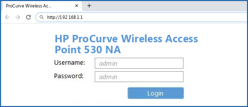 HP ProCurve Wireless Access Point 530 NA router default login