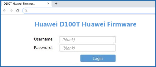 Huawei D100T Huawei Firmware router default login