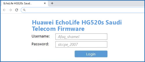 Huawei EchoLife HG520s Saudi Telecom Firmware router default login