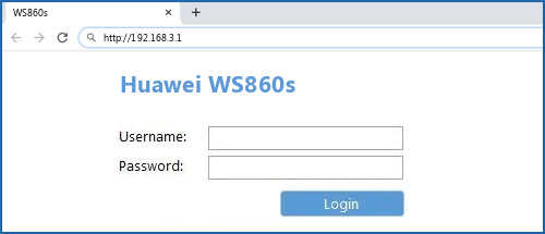 Huawei WS860s router default login