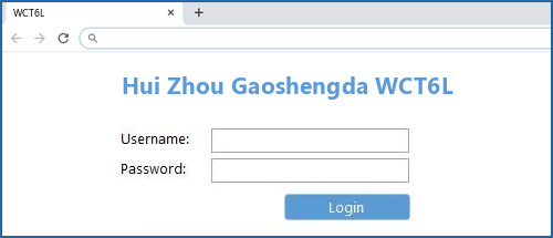 Hui Zhou Gaoshengda WCT6L router default login