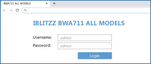 IBLITZZ BWA711 ALL MODELS router default login