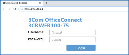 3Com OfficeConnect 3CRWER100-75 router default login