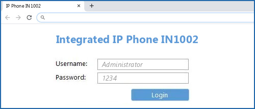 Integrated IP Phone IN1002 router default login
