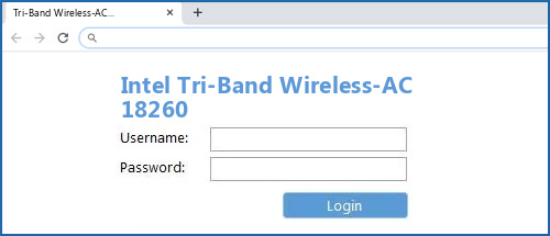 Intel Tri-Band Wireless-AC 18260 router default login