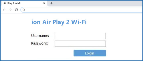 ion Air Play 2 Wi-Fi router default login