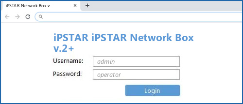 iPSTAR iPSTAR Network Box v.2+ router default login