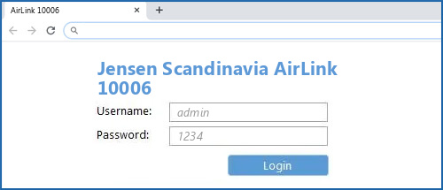 Jensen Scandinavia AirLink 10006 router default login