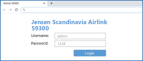 Jensen Scandinavia Airlink 59300 router default login