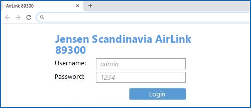 Jensen Scandinavia AirLink 89300 router default login