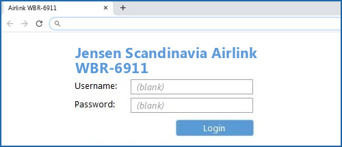 Jensen Scandinavia Airlink WBR-6911 router default login