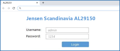Jensen Scandinavia AL29150 router default login
