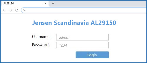 Jensen Scandinavia AL29150 router default login