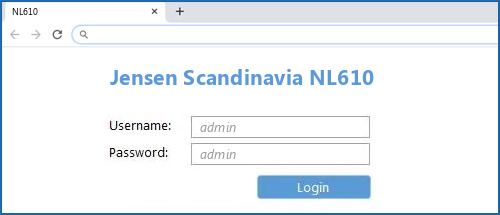 Jensen Scandinavia NL610 router default login