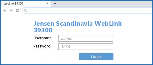 Jensen Scandinavia WebLink 39300 router default login