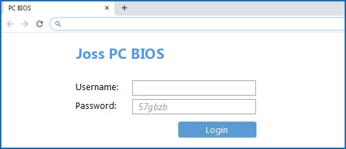Joss PC BIOS router default login