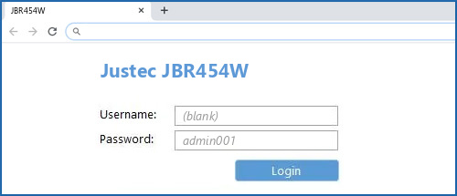 Justec JBR454W router default login