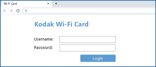 Kodak Wi-Fi Card router default login