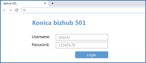 Konica bizhub 501 router default login