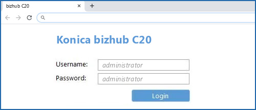 Konica bizhub C20 router default login