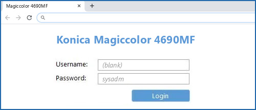 Konica Magiccolor 4690MF router default login