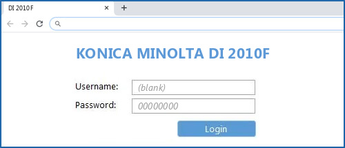 KONICA MINOLTA DI 2010F router default login