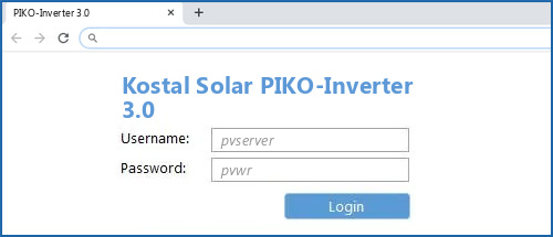 Kostal Solar PIKO-Inverter 3.0 router default login