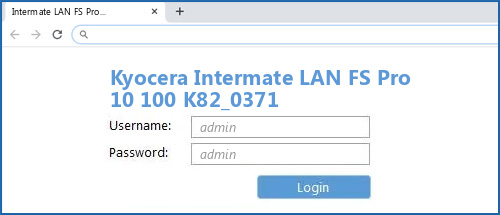 Kyocera Intermate LAN FS Pro 10 100 K82_0371 router default login