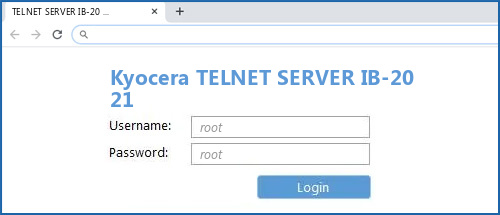 Kyocera TELNET SERVER IB-20 21 router default login