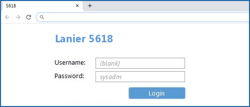 Lanier 5618 router default login