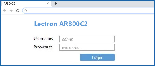 Lectron AR800C2 router default login