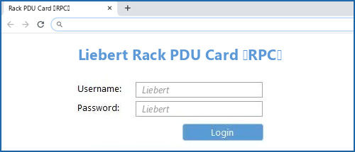 Liebert Rack PDU Card (RPC) router default login