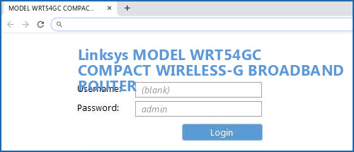 Linksys MODEL WRT54GC COMPACT WIRELESS-G BROADBAND ROUTER router default login